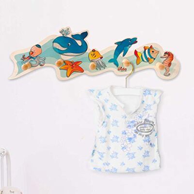 Dida Animali Marini, Attaccapanni da Parete per Bambini, Appendiabiti da muro in Legno per la Cameretta, Stile Montessori, Soluzione Funzionale per Organizzare e Decorare Spazi Infantili Dida Animali Marini, Attaccapanni da Parete per Bambini, Appendiabiti da muro in Legno per la Cameretta, Stile Montessori, Soluzione Funzionale per Organizzare e Decorare Spazi Infantili