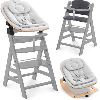 hauck Seggiolone Alpha+ Newborn Set Eco Bouncer Seggiolone Pappa Bimbi in Legno dalla Nascita con Sdraietta Neonato 2in1 Regolabile e Cuscino Grigio hauck Seggiolone Alpha+ Newborn Set Eco Bouncer Seggiolone Pappa Bimbi in Legno dalla Nascita con Sdraietta Neonato 2in1 Regolabile e Cuscino Grigio