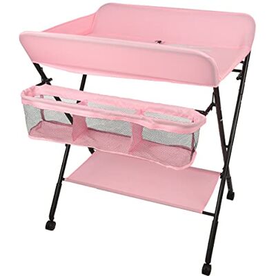 LANTUS Fasciatoio Pieghevole per Neonati, Mobile Tavolo Cambio Pannolini 4 In 1 Portatile, Altezza Regolabile,con Tasche a Rete e Salvaspazio LANTUS Fasciatoio Pieghevole per Neonati, Mobile Tavolo Cambio Pannolini 4 In 1 Portatile, Altezza Regolabile,con Tasche a Rete e Salvaspazio