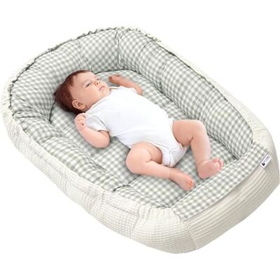 Medi Partners Riduttore Lettino Neonato 100x60x15 Nido Antisoffoco Neonati Bozzolo Culla per Bebè neonata bilaterale Cuscino 100% Cotone Waffle (Griglia con oliva Waffle) Medi Partners Riduttore Lettino Neonato 100x60x15 Nido Antisoffoco Neonati Bozzolo Culla per Bebè neonata bilaterale Cuscino 100% Cotone Waffle (Griglia con oliva Waffle)