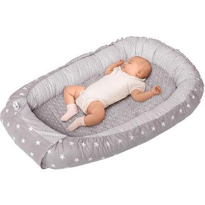 Medi Partners Riduttore Lettino Neonato 100x60x15 Nido Antisoffoco Neonati Bozzolo Culla per Bebè neonata bilaterale Cuscino 100% Cotone Minky (Stelle con Minky grigio) Medi Partners Riduttore Lettino Neonato 100x60x15 Nido Antisoffoco Neonati Bozzolo Culla per Bebè neonata bilaterale Cuscino 100% Cotone Minky (Stelle con Minky grigio)