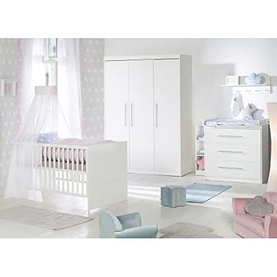 roba Set da camera "Maren", con letto combinato 70 x 140 cm, fasciatoio sottile e armadio a 3 ante, colore: bianco roba Set da camera "Maren", con letto combinato 70 x 140 cm, fasciatoio sottile e armadio a 3 ante, colore: bianco