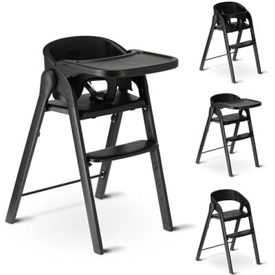 Deryan Seggiolone per bambini e bambini 0-3 anni – Seggiolone pieghevole in legno – Include cintura a 5 punti – Regolabile in altezza e pieghevole – Include cintura di sicurezza e vassoio (Nero) Deryan Seggiolone per bambini e bambini 0-3 anni – Seggiolone pieghevole in legno – Include cintura a 5 punti – Regolabile in altezza e pieghevole – Include cintura di sicurezza e vassoio (Nero)