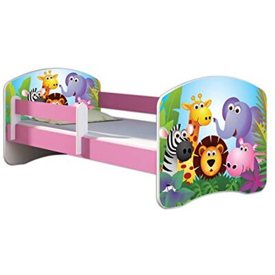 ACMA Letto per bambino Cameretta per bambino con materasso Cassetto II ROSA (01 Zoo, 140x70 cm) ACMA Letto per bambino Cameretta per bambino con materasso Cassetto II ROSA (01 Zoo, 140x70 cm)