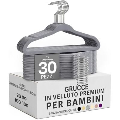 Utopia Home Grucce Bambini in Velluto (Grigio, Confezione da 30) Appendiabiti antiscivolo per bambini Design elegante Molto resistenti Adatti all'abbigliamento per bambini Utopia Home Grucce Bambini in Velluto (Grigio, Confezione da 30) Appendiabiti antiscivolo per bambini Design elegante Molto resistenti Adatti all'abbigliamento per bambini