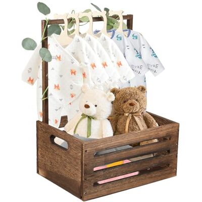 HuhWafee Cassetta portaoggetti in legno per baby shower, con maniglia, pratica scatola decorativa per bambini, per bambini, per bambini, ragazze, gravidanza, nuovi genitori (B) HuhWafee Cassetta portaoggetti in legno per baby shower, con maniglia, pratica scatola decorativa per bambini, per bambini, per bambini, ragazze, gravidanza, nuovi genitori (B)
