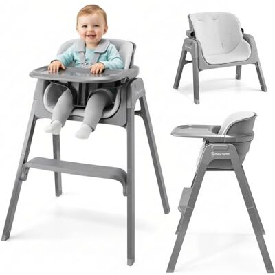 Moby-System NOXI Seggiolone Pieghevole 3 in 1 Grigio, Doppia Altezza Evolutiva, Compatto con Vassoio Rimovibile, da 6 Mesi Moby-System NOXI Seggiolone Pieghevole 3 in 1 Grigio, Doppia Altezza Evolutiva, Compatto con Vassoio Rimovibile, da 6 Mesi