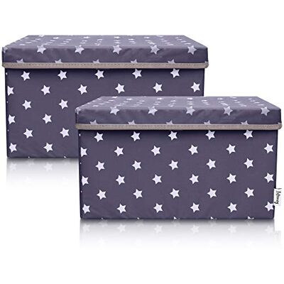 Lifeney - Box 2er-Set Sterne Anthrazit 25x37x21cm - Anthrazit - Sterne - Storage Box Lifeney - Box 2er-Set Sterne Anthrazit 25x37x21cm - Anthrazit - Sterne - Storage Box