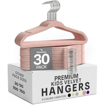 Utopia Home Grucce Bambini in Velluto (Rosa, Confezione da 30) Utopia Home Grucce Bambini in Velluto (Rosa, Confezione da 30)
