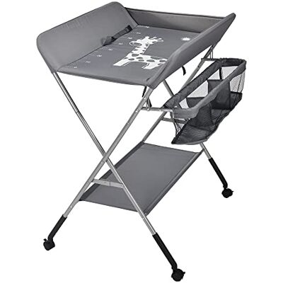 RELOVE Fasciatoio Pieghevole per Neonato con Struttura Stabile,Fasciatoio per Bambini, Salva Spazio, per Cambio Pannolino,4 ruote con freno,con Scomparti Portaoggetti (80 * 65 * 99cm (grigio scuro)) RELOVE Fasciatoio Pieghevole per Neonato con Struttura Stabile,Fasciatoio per Bambini, Salva Spazio, per Cambio Pannolino,4 ruote con freno,con Scomparti Portaoggetti (80 * 65 * 99cm (grigio scuro))