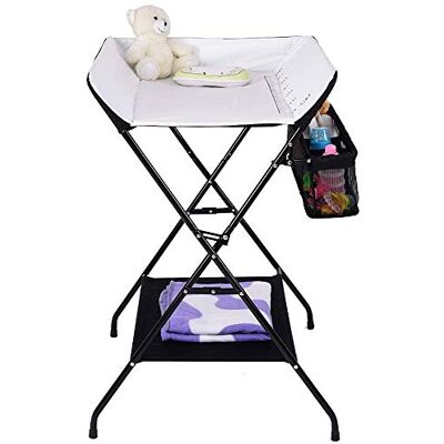 LANTUS Tavolo per pannolini pieghevole e portatile, con stoccaggio, cintura di sicurezza, poco ingombrante e stabile, tavolo da pannolino, pieghevole, camera da letto per bambini, regolabile in altezza, nero LANTUS Tavolo per pannolini pieghevole e portatile, con stoccaggio, cintura di sicurezza, poco ingombrante e stabile, tavolo da pannolino, pieghevole, camera da letto per bambini, regolabile in altezza, nero