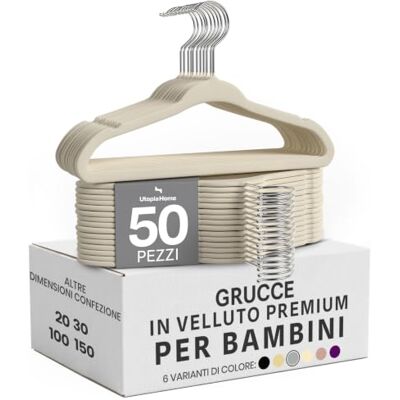 Utopia Home Grucce Bambini in Velluto (Avorio, Confezione da 50) Appendiabiti antiscivolo per bambini Design elegante Molto resistenti Adatti all'abbigliamento per bambini Utopia Home Grucce Bambini in Velluto (Avorio, Confezione da 50) Appendiabiti antiscivolo per bambini Design elegante Molto resistenti Adatti all'abbigliamento per bambini