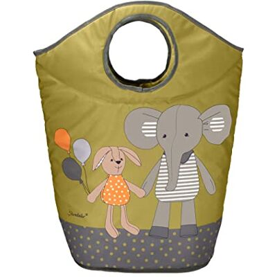 Sterntaler Cestino portaoggetti unisex per bambini, motivo elefante e coniglio, colore: verde scuro Sterntaler Cestino portaoggetti unisex per bambini, motivo elefante e coniglio, colore: verde scuro