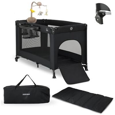 Deryan Lettino da viaggio per neonati e bambini con materasso, dalla nascita ai 5 anni, letto pop-up per bambini in 2 secondi, include zanzariera e borsa da viaggio, 130 x 63 cm (nero, culla completa) Deryan Lettino da viaggio per neonati e bambini con materasso, dalla nascita ai 5 anni, letto pop-up per bambini in 2 secondi, include zanzariera e borsa da viaggio, 130 x 63 cm (nero, culla completa)