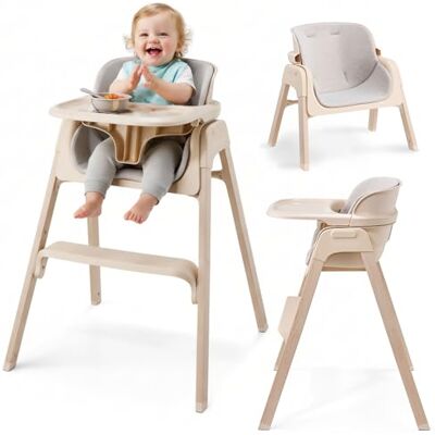 Moby-System Lumo Seggiolone Pappa 3 in 1 Pieghevole, Evolutivo a Due Altezze, con Vassoio Rimovibile, Cinture 5 Punti, Design Moderno Beige Moby-System Lumo Seggiolone Pappa 3 in 1 Pieghevole, Evolutivo a Due Altezze, con Vassoio Rimovibile, Cinture 5 Punti, Design Moderno Beige