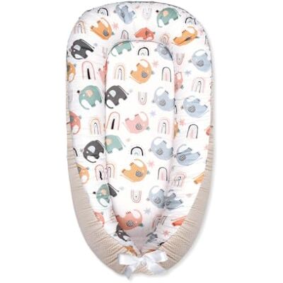 SONARIN Portatile Riduttore Lettino Neonato,88 x 53 cm Baby Nest Nido Neonati Riduttore Culla da Viaggio per Bambini, con100% Cotone Copertura Reversibile Lavabile(Elefante Colorato) SONARIN Portatile Riduttore Lettino Neonato,88 x 53 cm Baby Nest Nido Neonati Riduttore Culla da Viaggio per Bambini, con100% Cotone Copertura Reversibile Lavabile(Elefante Colorato)