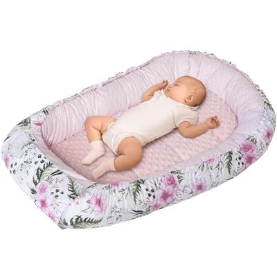 Medi Partners Riduttore Lettino Neonato 100x60x15 Nido Antisoffoco Neonati Bozzolo Culla per Bebè neonata bilaterale Cuscino 100% Cotone Minky (fiore con minky rosa chiaro) Medi Partners Riduttore Lettino Neonato 100x60x15 Nido Antisoffoco Neonati Bozzolo Culla per Bebè neonata bilaterale Cuscino 100% Cotone Minky (fiore con minky rosa chiaro)