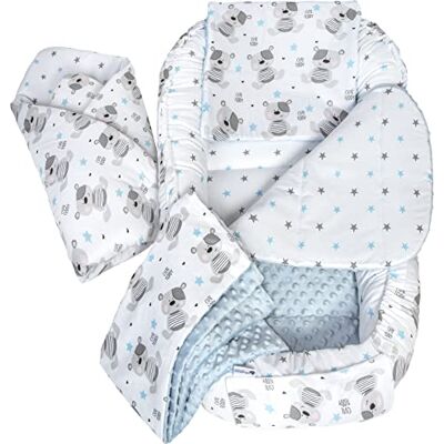 Medi Partners Riduttore Lettino Neonato 100x60x15 Nido Antisoffoco Neonati 5-Parti Bozzolo Culla per Bebè neonata bilaterale Cuscino 100% Cotone (Teddy con Minky azzurro) Medi Partners Riduttore Lettino Neonato 100x60x15 Nido Antisoffoco Neonati 5-Parti Bozzolo Culla per Bebè neonata bilaterale Cuscino 100% Cotone (Teddy con Minky azzurro)