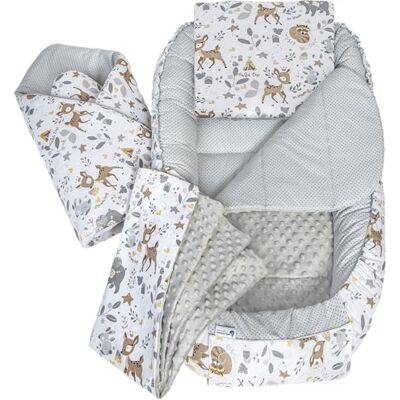 Medi Partners Riduttore Lettino Neonato 100x60x15 Nido Antisoffoco Neonati 5-Parti Bozzolo Culla per Bebè neonata bilaterale Cuscino 100% Cotone (Cervo con grigio Minky) Medi Partners Riduttore Lettino Neonato 100x60x15 Nido Antisoffoco Neonati 5-Parti Bozzolo Culla per Bebè neonata bilaterale Cuscino 100% Cotone (Cervo con grigio Minky)