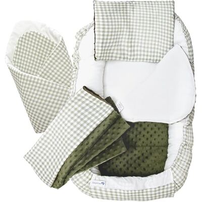 Medi Partners Riduttore Lettino Neonato 100x60x15 Nido Antisoffoco Neonati 5-Parti Bozzolo Culla per Bebè Cuscino 100% Cotone (Griglia con oliva Minky) Medi Partners Riduttore Lettino Neonato 100x60x15 Nido Antisoffoco Neonati 5-Parti Bozzolo Culla per Bebè Cuscino 100% Cotone (Griglia con oliva Minky)