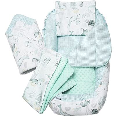 Medi Partners Riduttore Lettino Neonato 100x60x15 Nido Antisoffoco Neonati 5-Parti Bozzolo Culla per Bebè Cuscino 100% Cotone (Oceano di menta Minky) Medi Partners Riduttore Lettino Neonato 100x60x15 Nido Antisoffoco Neonati 5-Parti Bozzolo Culla per Bebè Cuscino 100% Cotone (Oceano di menta Minky)