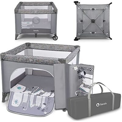 lionelo Lene 3in1 Box bambini pieghevole 100x100cm dalla nascita fino 15kg con materasso Lettino neonato da viaggio senza spigoli vivi Entrata laterale Pareti realizzate in rete trasparente (grigio) lionelo Lene 3in1 Box bambini pieghevole 100x100cm dalla nascita fino 15kg con materasso Lettino neonato da viaggio senza spigoli vivi Entrata laterale Pareti realizzate in rete trasparente (grigio)