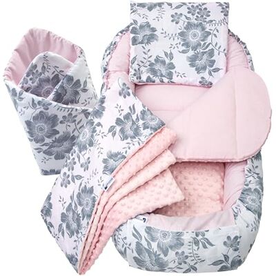 Medi Partners Riduttore Lettino Neonato 100x60x15 Nido Antisoffoco Neonati 5-Parti Bozzolo Culla per Bebè Cuscino 100% Cotone (Berry Con Rosa Minky) Medi Partners Riduttore Lettino Neonato 100x60x15 Nido Antisoffoco Neonati 5-Parti Bozzolo Culla per Bebè Cuscino 100% Cotone (Berry Con Rosa Minky)