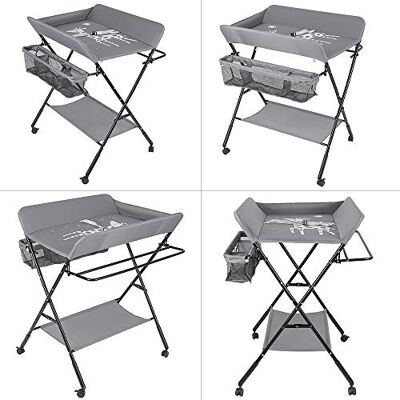 homewell Fasciatoio pieghevole per bambini, regolabile in altezza, con ruote e spazio di archiviazione, portata massima 25 kg homewell Fasciatoio pieghevole per bambini, regolabile in altezza, con ruote e spazio di archiviazione, portata massima 25 kg
