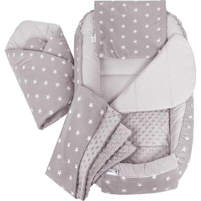 Medi Partners Riduttore Lettino Neonato 100x60x15 Nido Antisoffoco Neonati 5-Parti Bozzolo Culla per Bebè Cuscino 100% Cotone (Stelle Con Grigio Minky) Medi Partners Riduttore Lettino Neonato 100x60x15 Nido Antisoffoco Neonati 5-Parti Bozzolo Culla per Bebè Cuscino 100% Cotone (Stelle Con Grigio Minky)