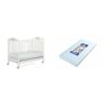 Foppapedretti Felicity Lettino con Sponda Regolabile, 131 x 73 x 108 cm, 27 Kg, Bianco & poliuretano, Climatic Materasso 124 x 63 x 12 cm, Bianco