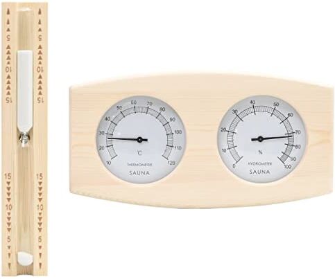 vidaXL Set Timer Igrotermografo e Clessidra Sauna 2 in 1 Massello Pino