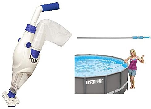 Gre VCB10 Electric Vac Pulitore elettrico per piscina, 37 l/h & Intex 29055 Asta Telescopica in Alluminio, Lunghezza 279 cm