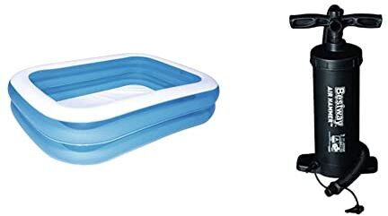 Bestway -Piscine gonfiabili, Colore Blu, 211 cm & 62086 Pompa Alta Pressione Multifunzioni Gonfia/Sgonfia Volume 2.800 Cc, 4 Adattatori per Valvola, Plastica, 37cm/14.5 & quot, Nero