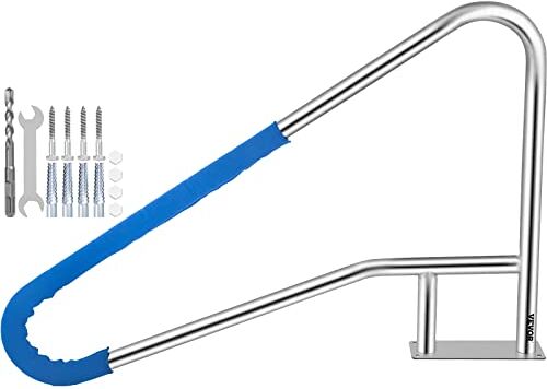 VEVOR Corrimano per Piscina in Acciaio Inox da 55x32 Pollici, Capacità 113kg per Piscina Scala Corrimano con Copertura dell'Impugnatura in Nylon da 4 Piedi, Maniglione per Piscina Spa Parco Acquatico