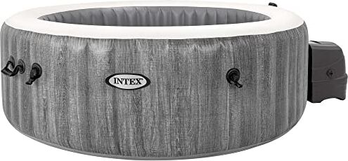 Intex PureSpa Vasca Idromassaggio Gonfiabile Greywood Deluxe, 6 posti, 170 Getti, Riscaldatore, PVC, Grigio, 216x71 cm