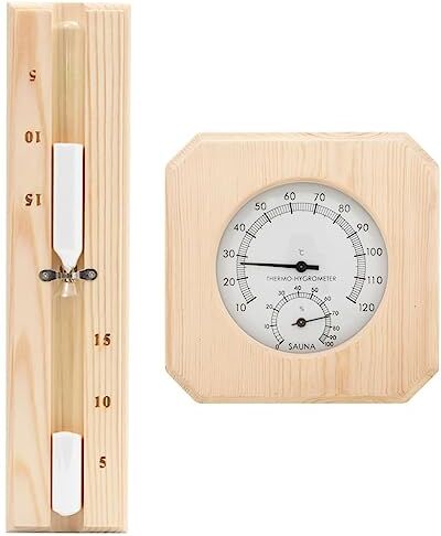 vidaXL Set Timer Igrotermografo e Clessidra Sauna 2 in 1 Massello Pino