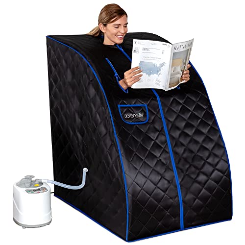 SereneLife Home Portable Steam One Person Sauna for Detox & Weight Loss (Black)