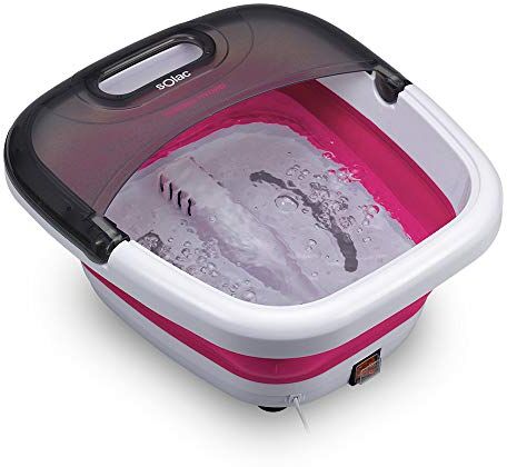 Solac ME7756 Idromassaggio Piedi Pieghevole 6 Litri Massaggio Bolle Vibrazione Infrarossi Riscaldamento Acqua Uso Con Olio 350W Bianco Fucsia