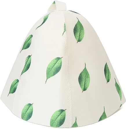 HURRISE Cappello da Sauna Universale Elegante Carino Stampa Foglia Verde Assorbimento D'acqua Cappello da Bagno in Feltro Protettivo per Sauna Bagno Khan Vaporarium Cappello Accessori da