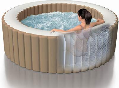 Intex , Whirlpool Pure Spa Bubble Massage Vasca idromassaggio, Ø 216 cm x 71 cm, per 6 Persone, capacità 1098 l, Beige