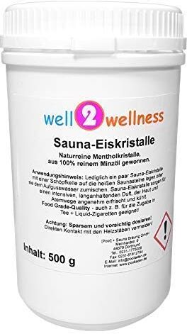 well2wellness Sauna Cristalli di Ghiaccio/Mentolo Cristalli in Einer 500 G Dose Aus 100% Puro Minzöl