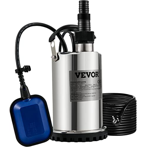 VEVOR Pompa Sommersa Elettrica da Drenaggio da Giardino Laghi Pozzo, Elettropompa a Immersione per Acque Sporche Nere Scure ,5A 550W per Piscina, Pozzetto