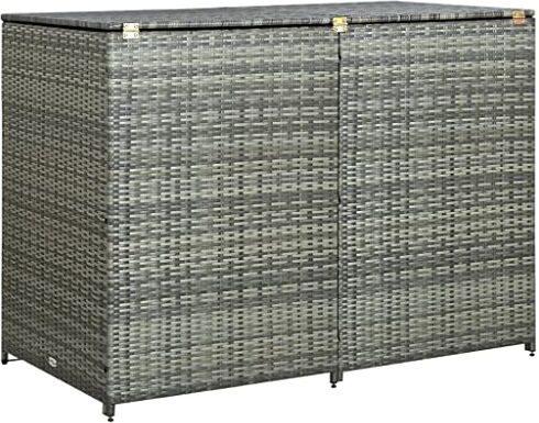 vidaXL Copri Bidone Rifiuti Doppio Copertura per Pattumiera Protezione per Secchio della Spazzatura Accessorio Antracite 148x77x111 cm Polyrattan