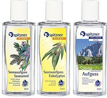 spitzner Essenza per sauna Traditionell: Saunamed, Eukalyptus, Alpenkräuter (3x190ml) di