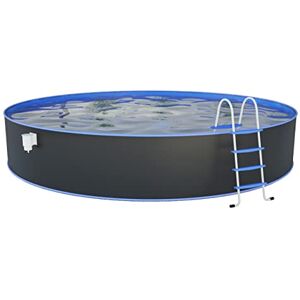 Steinbach Set piscina a parete in acciaio nuovo – – Ø 550 x 120 cm – piscina rotonda di colore grigio per fino a 25.600 l di acqua – con pellicola interna blu resistente all'inverno e numerosi Steinbach Set piscina a parete in acciaio nuovo – – Ø 550 x 120 cm – piscina rotonda di colore grigio per fino a 25.600 l di acqua – con pellicola interna blu resistente all'inverno e numerosi
