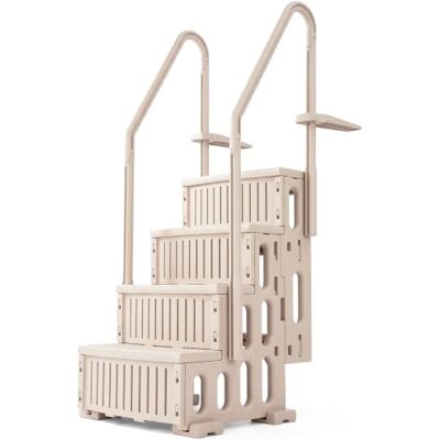 VEVOR Scala per Piscina, Scale con Corrimano Doppio a 4 Gradini Antiscivoli, Capacità 181,4 kg, per Piscine Interrate e Fuori Terra da 122-137 cm, Qualsiasi Superficie di Pavimentazione, Tortora VEVOR Scala per Piscina, Scale con Corrimano Doppio a 4 Gradini Antiscivoli, Capacità 181,4 kg, per Piscine Interrate e Fuori Terra da 122-137 cm, Qualsiasi Superficie di Pavimentazione, Tortora