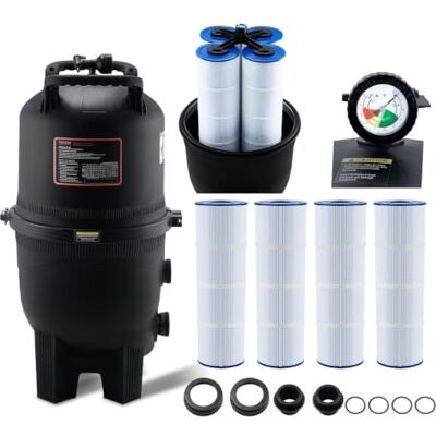 VEVOR Filtro per Piscina a Cartuccia, Superficie filtrante di 30 m², Filtro per Piscina da Incasso, Sistema di filtraggio per Piscine Fuori Terra con Filtro di aggiornamento e a Prova di perdite VEVOR Filtro per Piscina a Cartuccia, Superficie filtrante di 30 m², Filtro per Piscina da Incasso, Sistema di filtraggio per Piscine Fuori Terra con Filtro di aggiornamento e a Prova di perdite