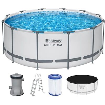 Bestway Steel Pro MAX Frame Pool Set completo con pompa filtro Ø 366 x 122 cm, grigio chiaro, rotondo Bestway Steel Pro MAX Frame Pool Set completo con pompa filtro Ø 366 x 122 cm, grigio chiaro, rotondo