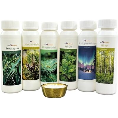 well2wellness SAUNA infuso Starter Set 'CLASSIC' con 6 x 125ml fl. PLUS GRATIS 10 G10 G CRISTALLI AL MENTOLO well2wellness SAUNA infuso Starter Set 'CLASSIC' con 6 x 125ml fl. PLUS GRATIS 10 G10 G CRISTALLI AL MENTOLO