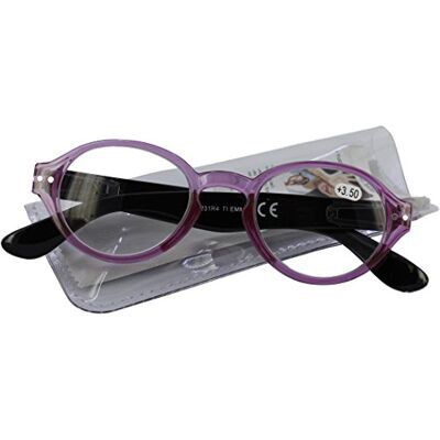 O-OK Occhiali da lettura con aste flessibili e lenti infrangibili, occhiale lettura con aste avvolgenti per il collo,occhiali da lettura unisex in policarbonato AGATA con custodia in PVC e pezzuola (+1.00, Viola/nero) O-OK Occhiali da lettura con aste flessibili e lenti infrangibili, occhiale lettura con aste avvolgenti per il collo,occhiali da lettura unisex in policarbonato AGATA con custodia in PVC e pezzuola (+1.00, Viola/nero)